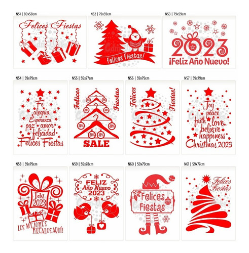 Vinilos Vidrieras Arboles Navidad Navideños Felices Fiestas Reyes Tematicos Ploteo Pared
