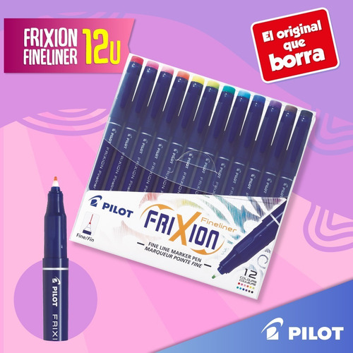 Imagen 5 de 5 de Marcadores Frixion Fineliner 12 Unids Para Pintar - Borrable