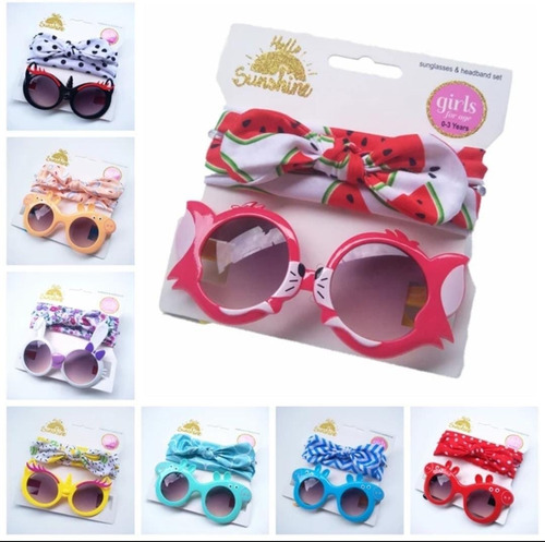  Set De Lentes + Cintillo Con Lazo Bebés/ Niñas