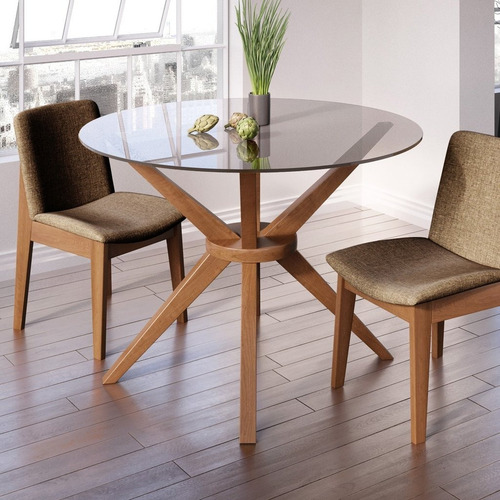 Mesa De Comedor Henia Redonda Vidrio 1,00cm Estocolmo Oslo