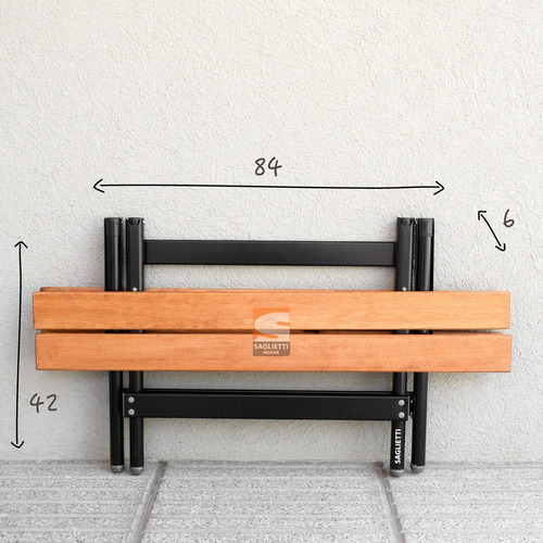 Imagen 7 de 10 de Banco Largo Plegable Aluminio Madera Base Negra Premium