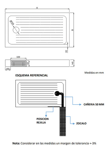 Receptáculo Zen Con Desagüe Panel Registro Blanco 1200x700mm