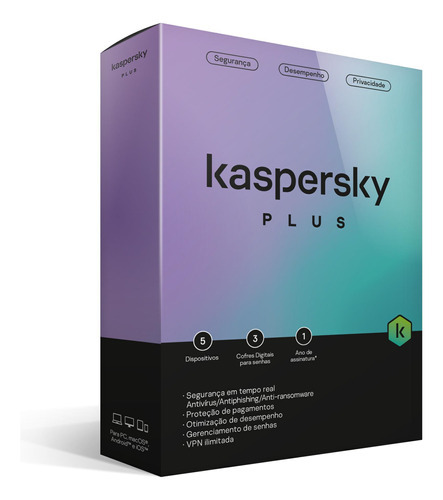 Kaspersky Antivírus Plus 5 Dispositivos 1 Ano