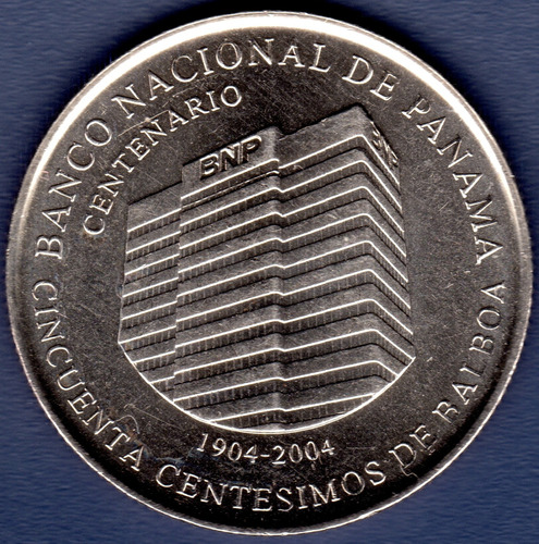 1/2 Balboa 2009 Moneda Panamá Centenario Del Banco Nacional