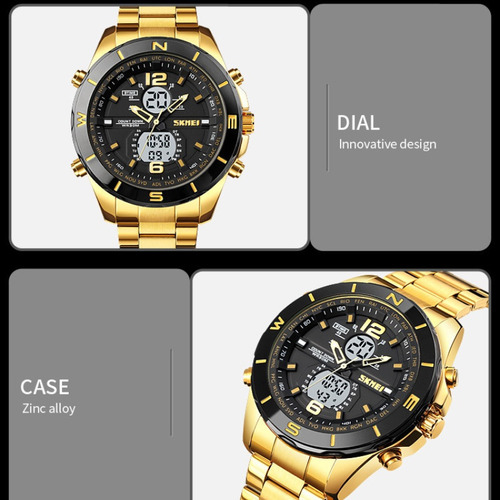 Reloj Electrónico De Acero Inoxidable Iluminado Skmei 1670