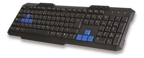 Teclado Multimedia Pc Usb Teclas Azules Destacadas - Ps Color del teclado Negro Idioma Español Latinoamérica