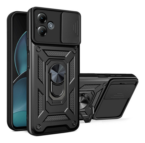 For Motorola Moto G14 Sliding Lens Cover Hard Stand Case -z