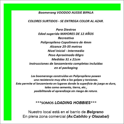 Imagen 8 de 9 de Boomerang Voodoo Aussie Diestro Intermedio Bumeran Exterior