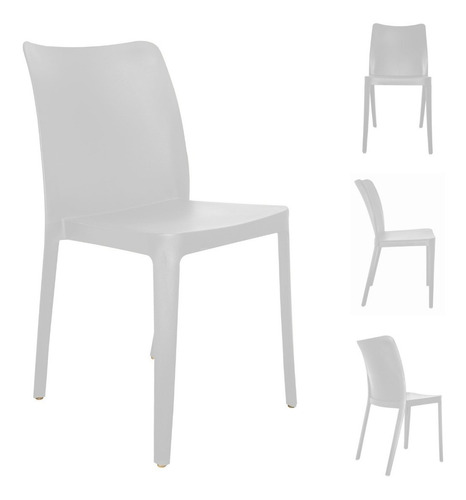 Set De 4 Sillas Modernas Silla Comedor Solei - Estructura De La Silla Blanco