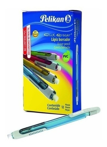 Lápiz Borrador Blanco Click  Eraser Escolar Con 12 Pelikan 