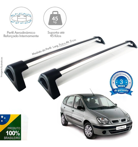 Rack De Teto Renault Scenic Modelo 1998 Até 2010 Cor Prata