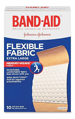 Vendas De Tela Flexible Band-aid, Extra Grandes, 10 C/u (paq