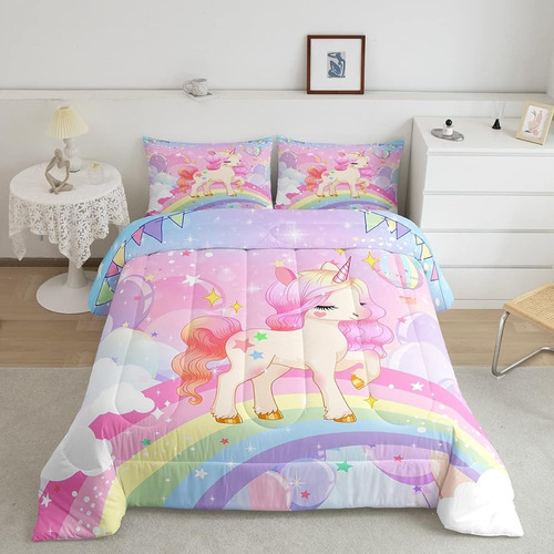 Juego De Ropa De Cama Para Niñas Unicornio Twin Kawaii Lindo