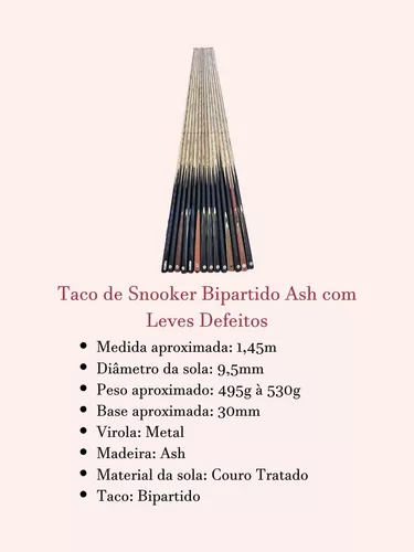 Taco De Sinuca Bilhar Snooker Madeira Ash C/ Leves Defeitos