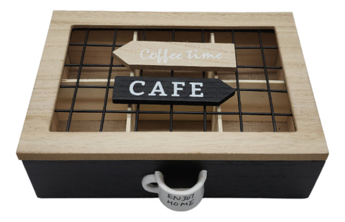 Caja De Te 6 Divisiones Tapa Con Diseño Decorativa Decohogar