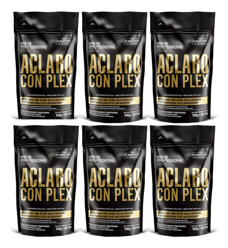 Kit X6 Issue Polvo Decolorante Aclaro Con Plex 9 Tonos 700 G