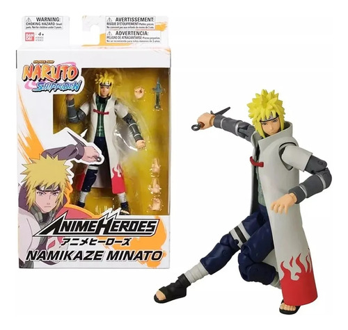 Figura Naruto Namikaze Minato Articulado Bandai Anime Héroes
