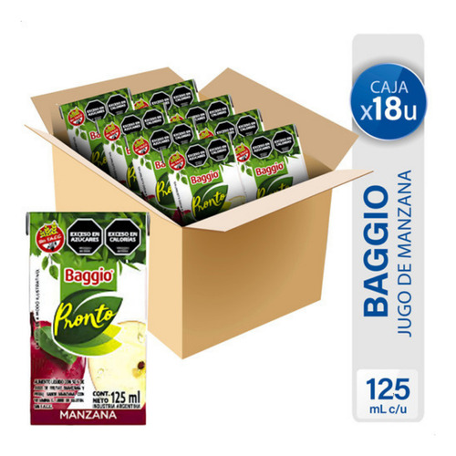Jugo Baggio Pronto Manzana 125ml Caja X 18 Unidades
