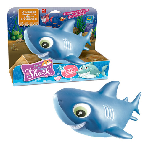 Tubarão Infantil De Brinquedo Azul Shark Family De Vinil 