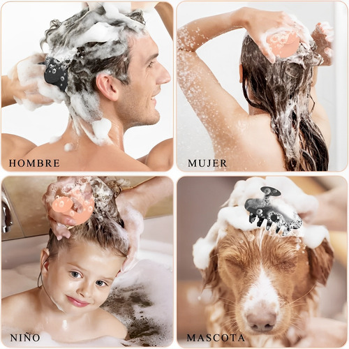 3pcs Cepillo Masajeador De Cuero Cabelludo P/ducha Silicona