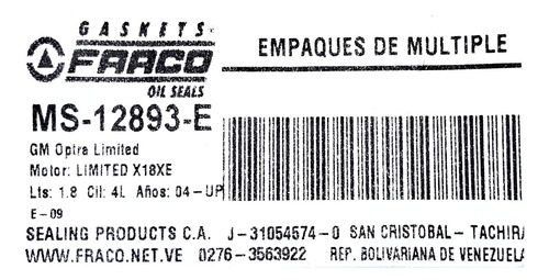Imagen 2 de 2 de Empacadura Multiple Escape Optra Limited