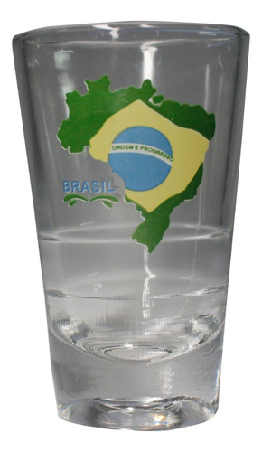 Copo De Shot Cachaça Com Mapa Do Brasil 9cm 144g Cer36