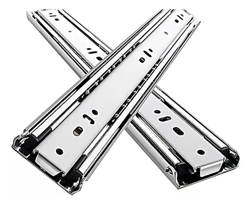 Kit 3 Par Corrediça 20cm Telescópica Reforçada Gavetas 45kg Prateado