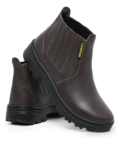 Bota Botina Em Couro Trabalho Ou Passeio
