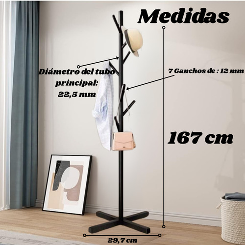 Perchero De Pie Metálico Base Cruz Reforzad Organizador Ropa Blanco