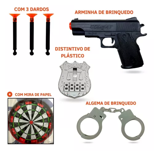 Arminha De Brinquedo Pistola Lança Dardos Algema Policial