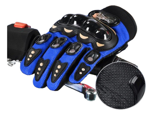 Guantes Para Motocilista O Ciclista Frescos Nudillos Aire Color Azul Talla L