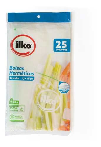 Bolsas Con Cierre Hermético 27x28cms 25un. Ilko