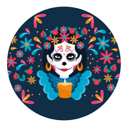 Mouse Pad Catrina Calavera Día De Muertos Mexico Circular