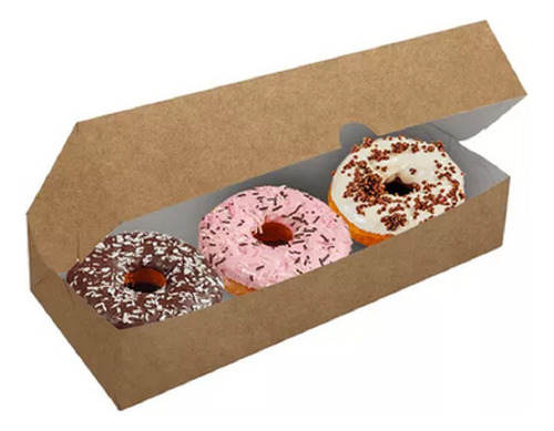 Embalagem/ Caixinha Para Donuts- 50 Unidades Kraft Liso 