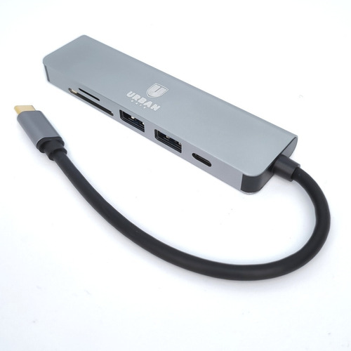 Hub 6 Em 1 Notebook Usb 3.0 Hdmi 4k Tfsd Usb-c Pd Urban Gate Cor Cinza