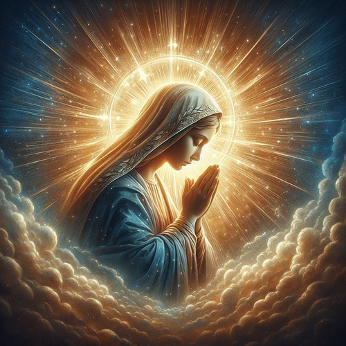 Obra Arte Digital Virgen María En Oración Lcva 50x50cm Única