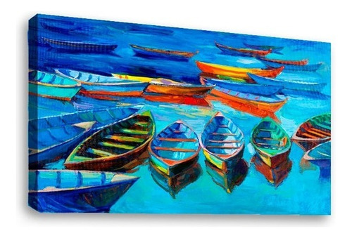 Cuadros Canvas Abstractos Tipo Oleo En Canvas Artistíco Color Barcos-acuarelas