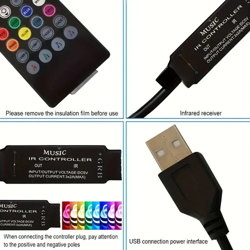 Luces Led Rgb Neon Usb, Control Remoto 20key,ip65 ,para Sala