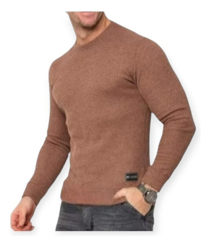 Sweater Hombre Cuello Redondo Lanilla Gruesa Suave Colores