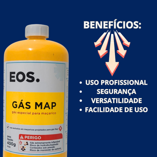 Kit 6 Refil Cilindro Gás Map 400g Para Maçarico Portátil Eos