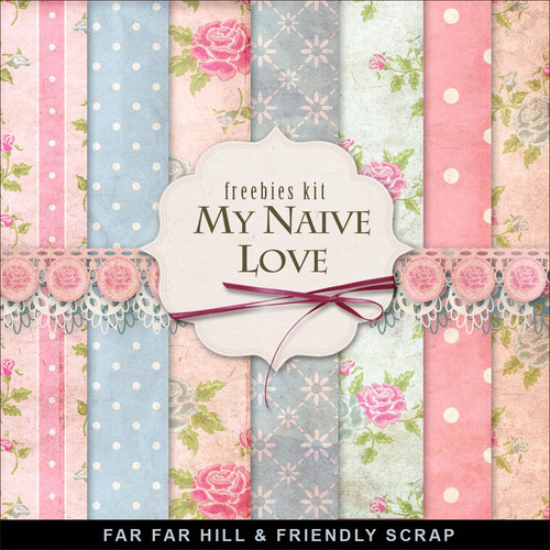 Pack 7 Fondos Shabby Chic Style Rosa Celeste + 3 Puntillas