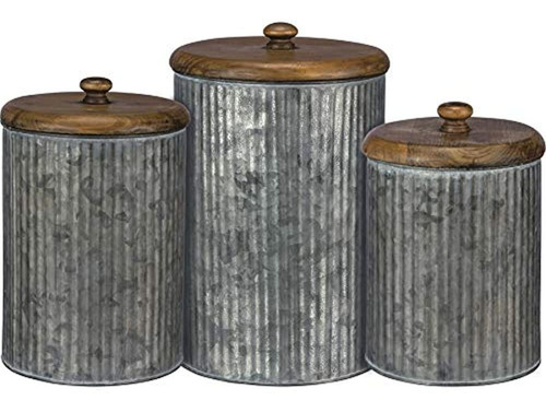 Primitives By Kathy Rustic Style Canisters, Juego De 3, Meta