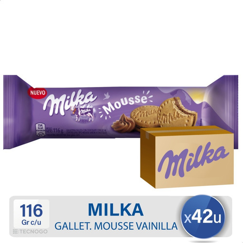 Caja Galletitas Milka Vainilla Rellenas De Chocolate Pack