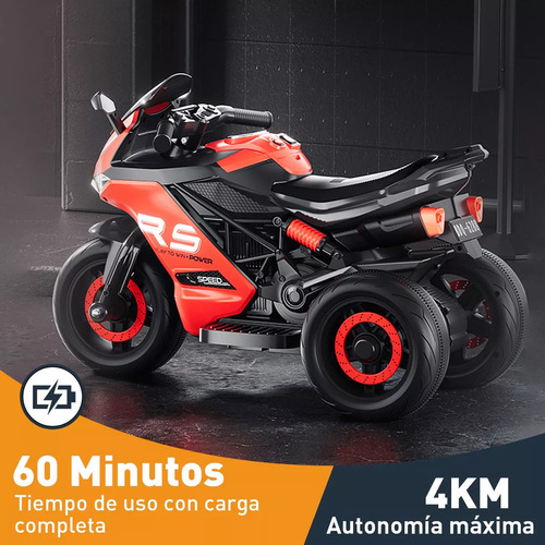Trimoto Electrica Niño Recargable Rojo
