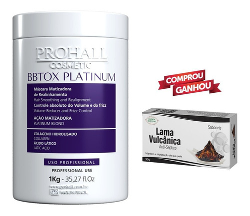Botox Capilar Platinum Matizador Prohall Redutor De Volume