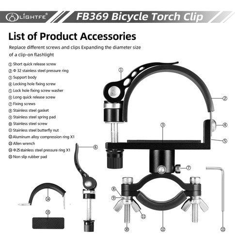 Lightfe - Soporte Para Linterna De Bicicleta Fb369 De Aleaci