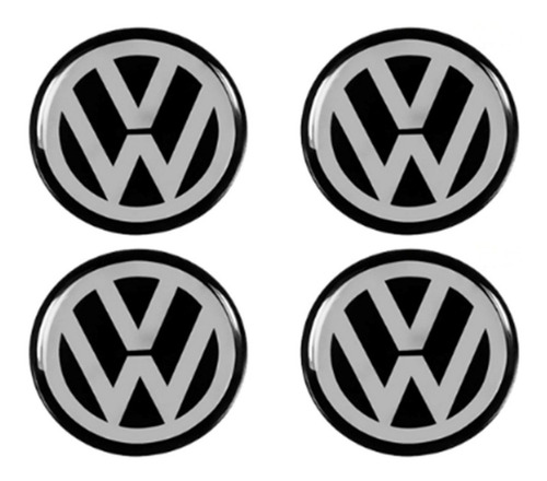 Emblema Adesivo Resinado 50mm 4pçs Vw Volkswagen Calota Roda
