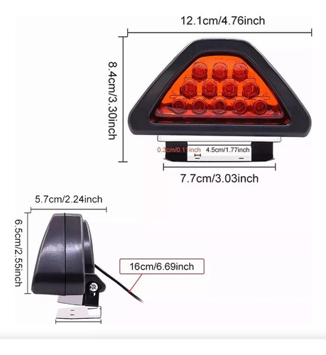 Luz Trasera Freno Luces Auto Moto 12 Led Estrobo Stop Tipo