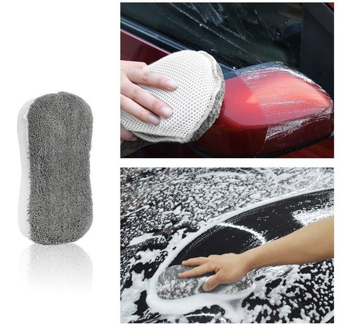 Imagen 6 de 10 de Kit Limpieza Lavado Auto Paños Almohadillas Cepillo Esponja