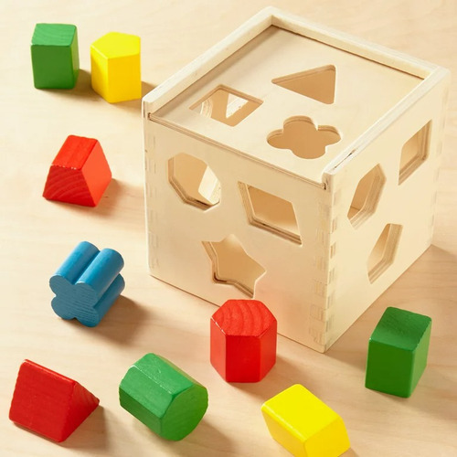 Melissa & Doug Shape Sorting Cube Juguete Clásico De Madera